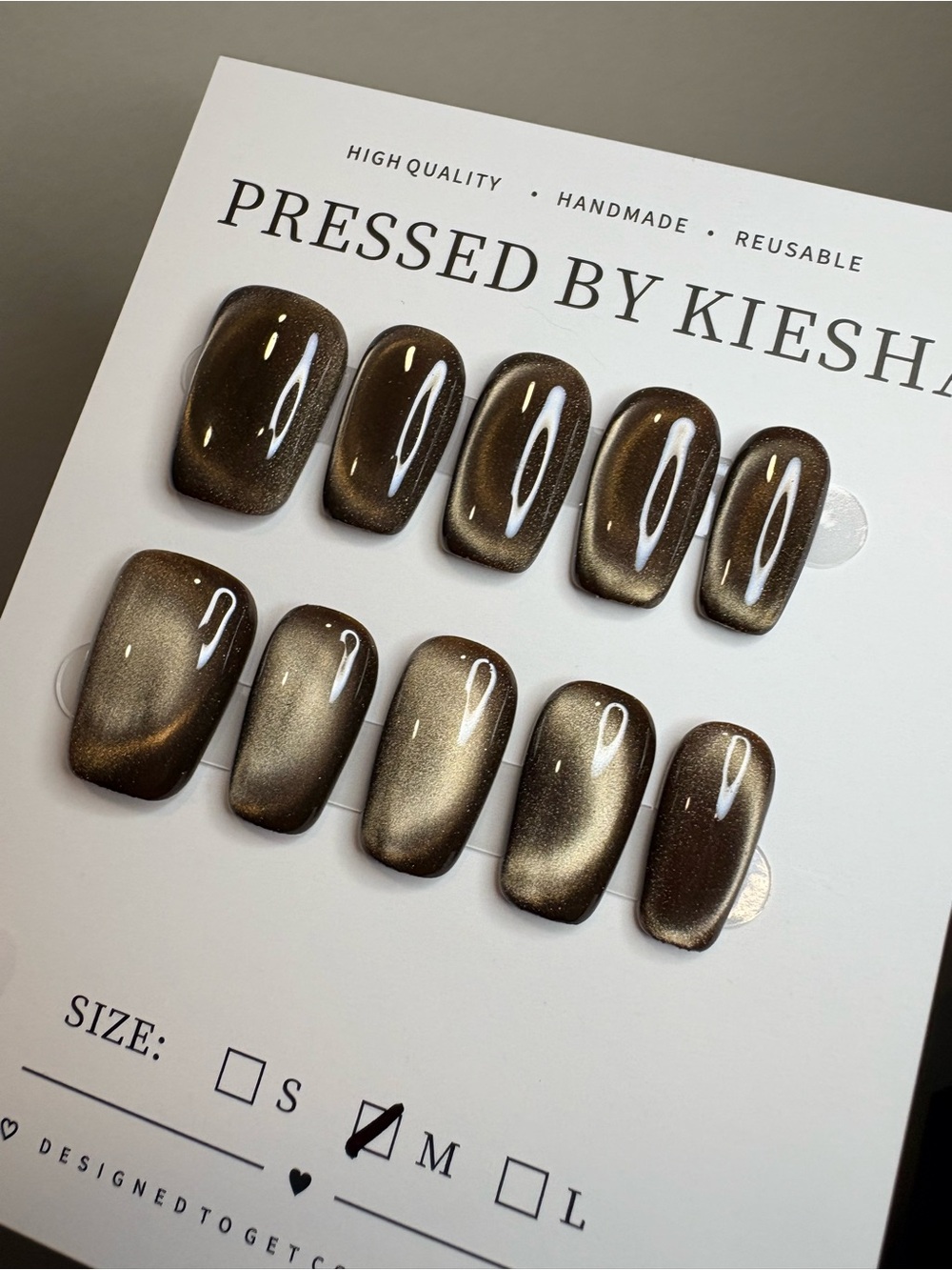 Metallic Brown Reusable Press-On Nails - Picture 2 of 3